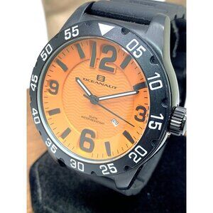 Oceanaut Men's Watch OC2712 Quartz Aqua One Orange Dial Black Rubber Ban…